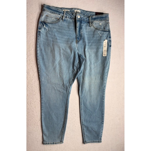 Ava & Viv Denim - Ava & Viv Women Blue High Rise Skinny Jeans Light Wash Distressed Size 20 R